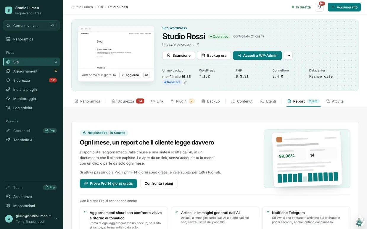 Account, piano e crediti