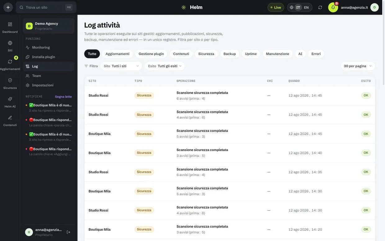 Activity log